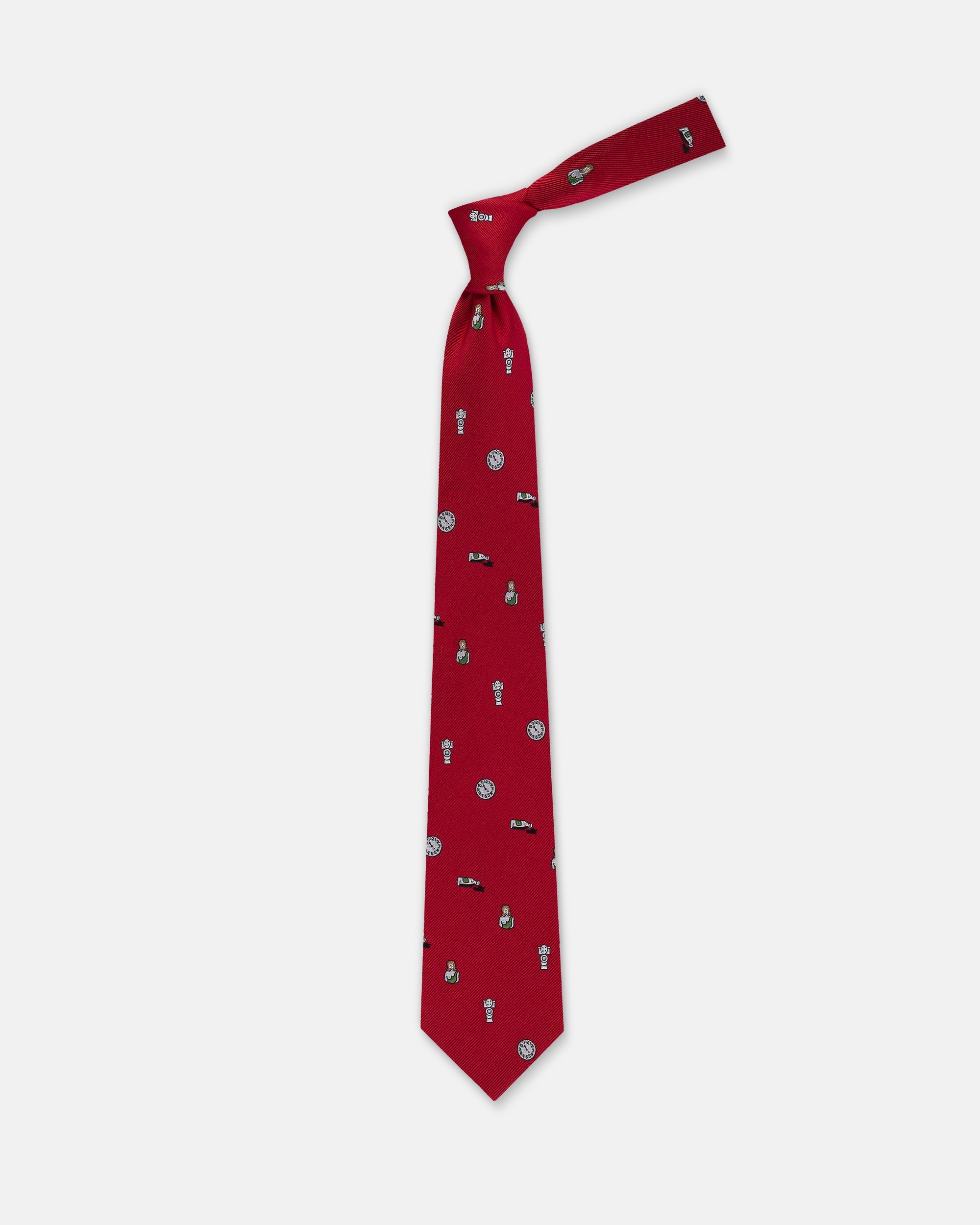 Made-in-USA Red Baseball Score Club Tie